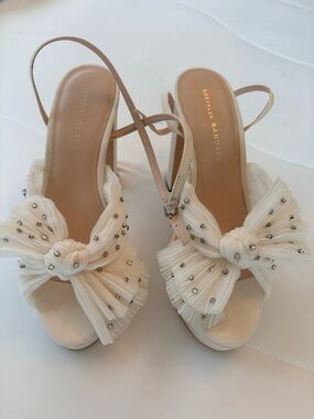 Loeffler Randall Natalia Crystal Embellished Bow Platform Sandals